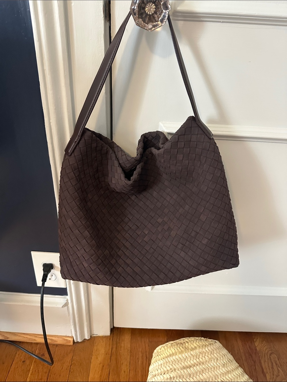 Woven Shoulder woven purse in Dark Brown